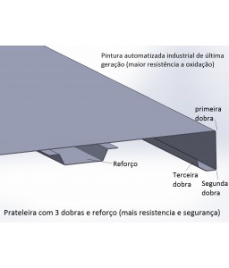 Estante de aço 6 Prateleiras - EDR-420/20 | Com Reforço Chapa 20 – 130 Kg/prat.