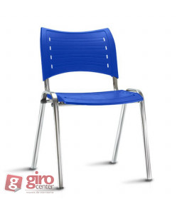Cadeira Iso Empilhável Azul Pés Cromados