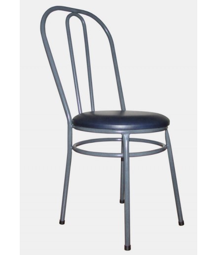 Cadeira para Refeitório Grafito Assento Estofado Revestido em Courvim Azul