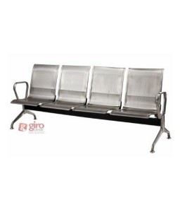 Longarina Aeroporto Premium Aço Inox 4 Lugares