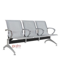 Longarina Aeroporto Charm 3 Lugares - Metálica Cromada - Com Braço Intermediário