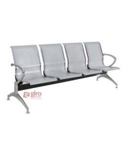 Longarina Aeroporto Charm 4 Lugares - Metálica Cromada