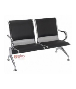Longarina Aeroporto Charm 2 Lugares - Metálica Cromada | Estofada