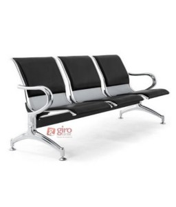 Longarina Aeroporto Charm 3 Lugares - Metálica Cromada | Estofada