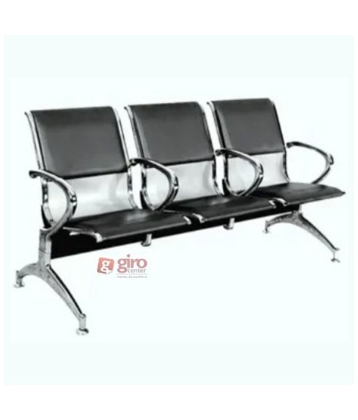 Longarina Aeroporto Charm 3 Lugares - Metálica Cromada | Estofada - Com Braço Intermediário Longarina Aeroporto Charm 3 Lugares - Metálica Cromada | Estofada - Com Braço Intermediário