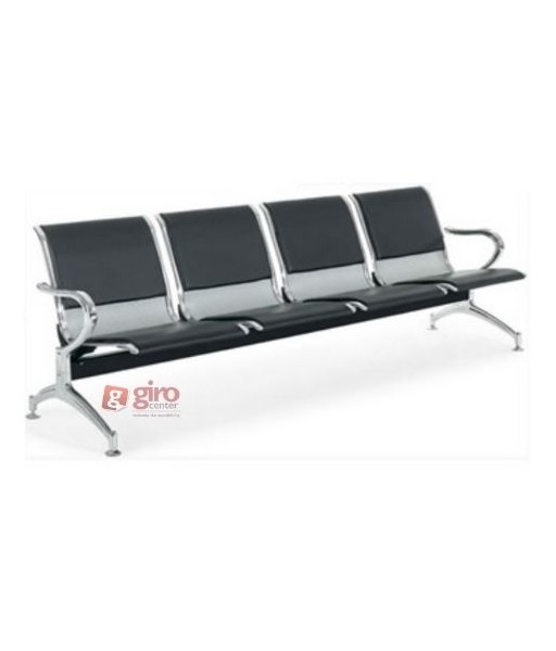 Longarina Aeroporto Charm 4 Lugares - Metálica Cromada | Estofada