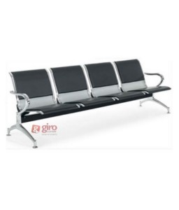 Longarina Aeroporto Charm 4 Lugares - Metálica Cromada | Estofada