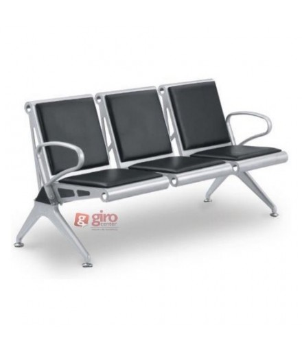 Longarina Aeroporto Elegance 3 Lugares - Metálica Reforçada | Estofada