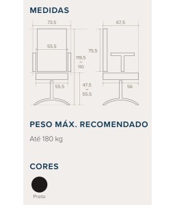 Cadeira Presidente Plus Size para Obeso 180Kg - BLM 922 P - Blume Office