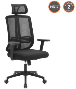Cadeira Escritório Montana NR-17 Diretor Fratini - Tela Mesh Preto