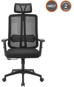 Cadeira Escritório Montana NR-17 Diretor Fratini - Tela Mesh Preto