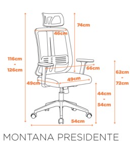 Cadeira Escritório Montana NR-17 Diretor Fratini - Tela Mesh Preto